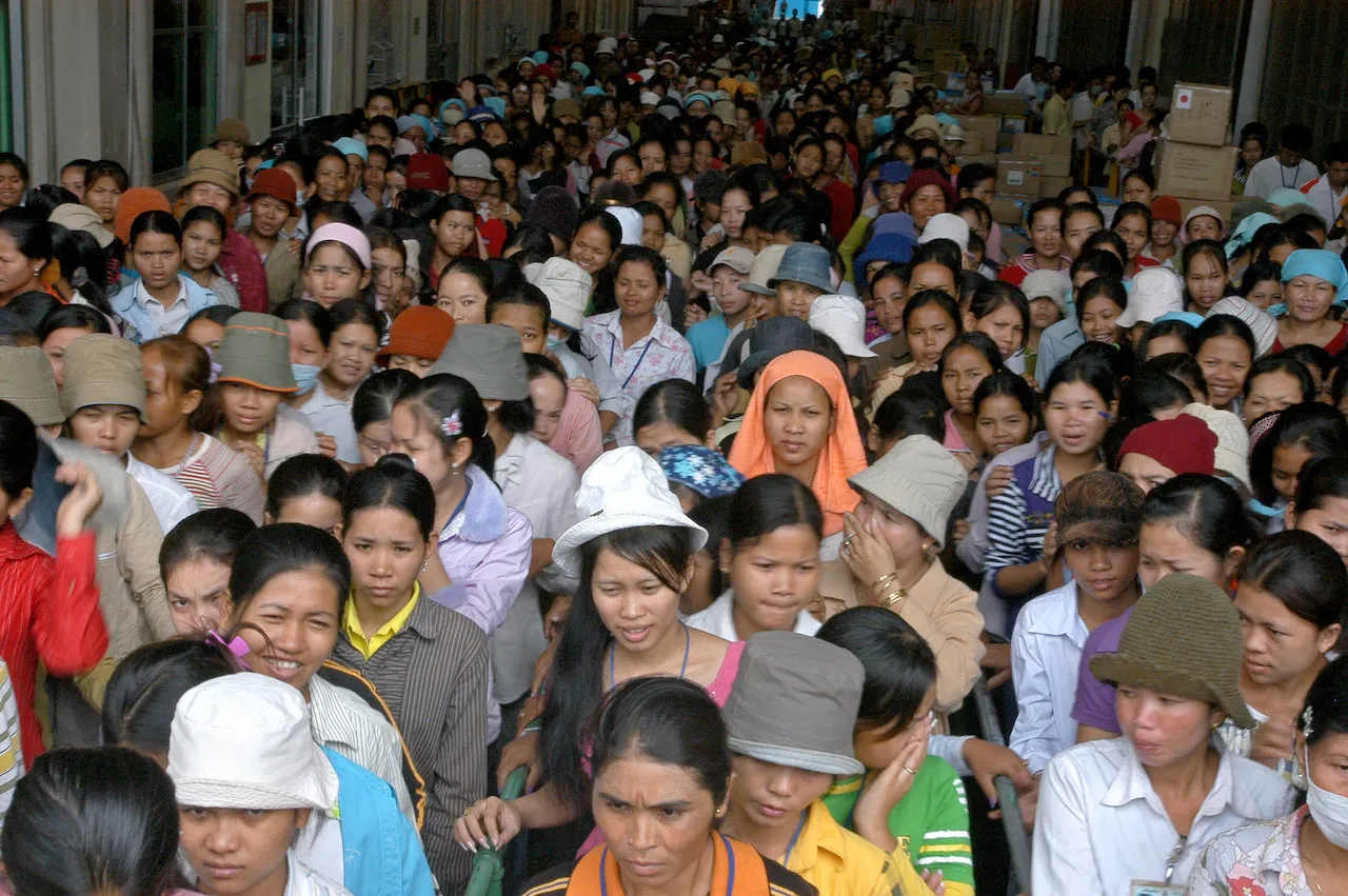 Combodian garment workers protest.