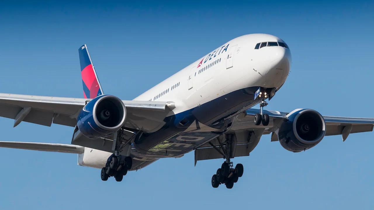 Delta Airlines Boeing 777-200ER on final approach before landing