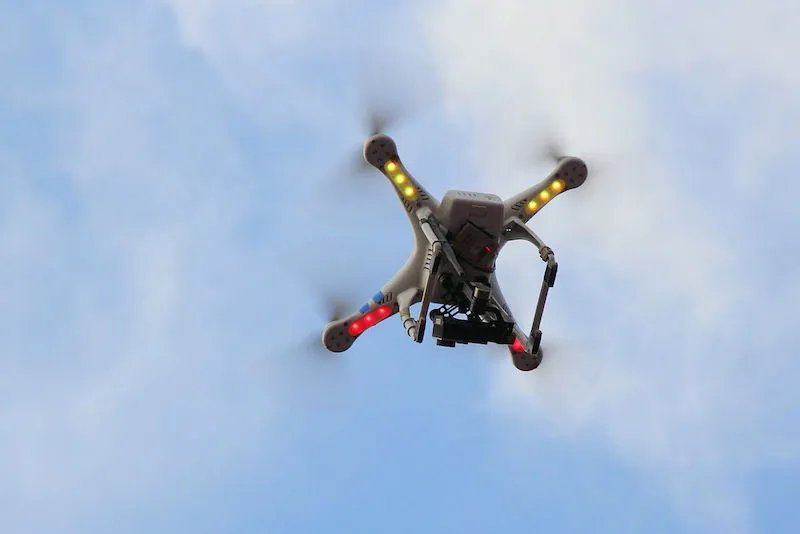 RC drone with a camera recording