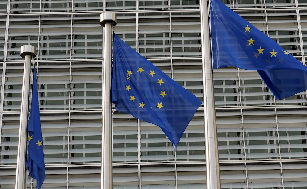 European Commission flags at Brussels building