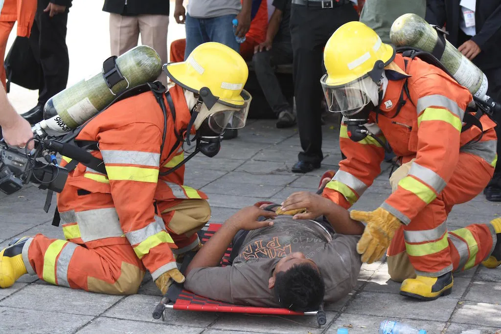 Thai firefighters in Bangkok