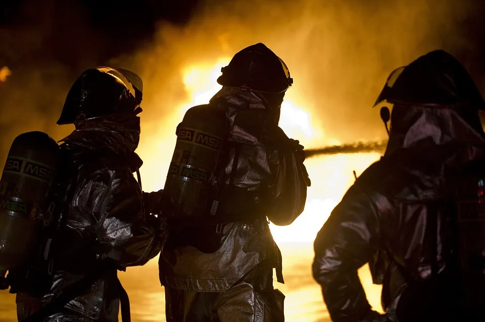 Firefighters in action