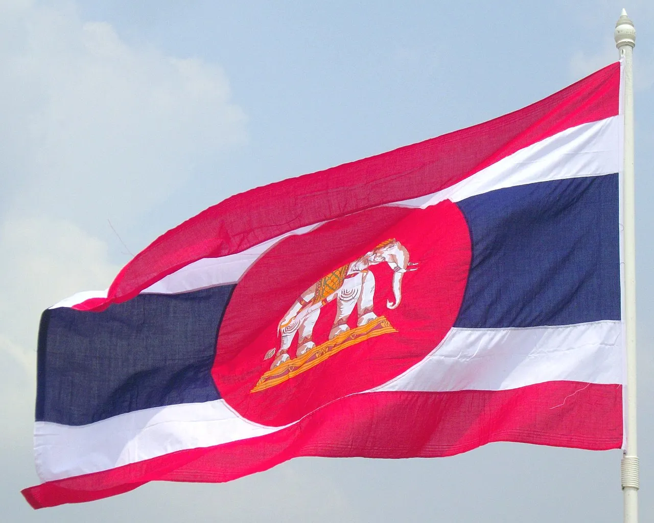 The Naval flag of Thailand at Royal Thai Navy Convention Hall in Bangkok