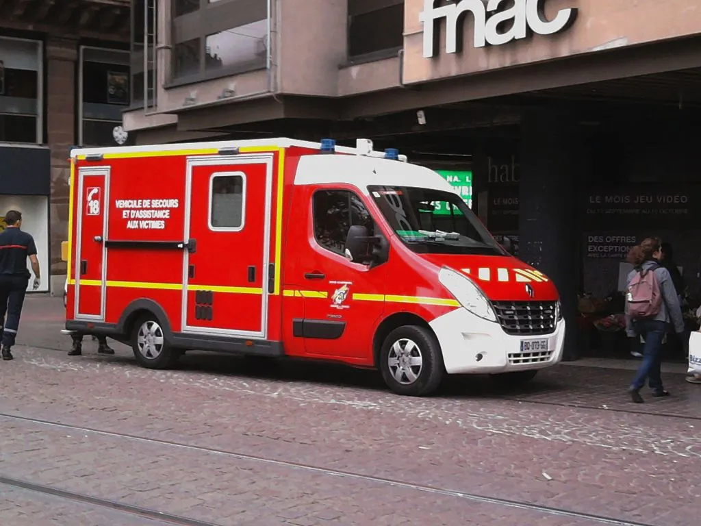 Ambulance in front FNAC in Strasbourg, France