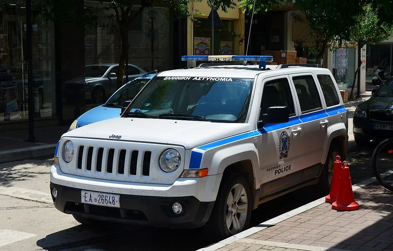 Police car Jeep in Alexandroupoli, Greece.