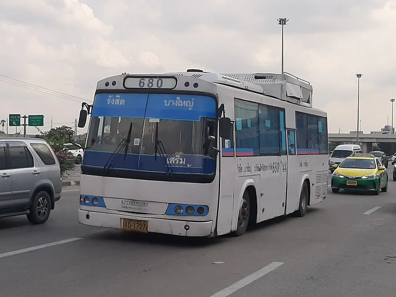 Hino White Bus in Bangkok.