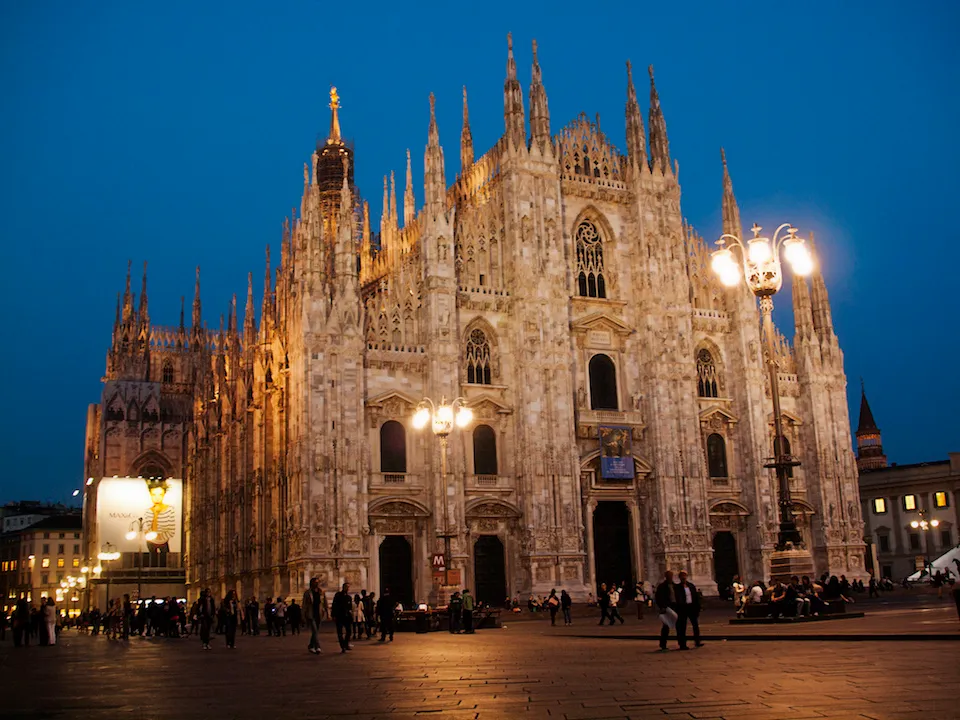 The Milan Cathedral (Duomo di Milano) pictured at night