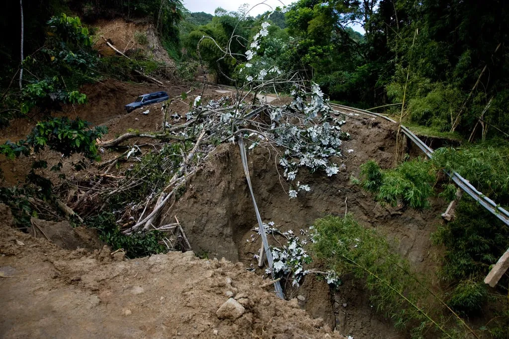Mudslide/landslide following recent flooding.