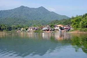 Village near a lake in Laos