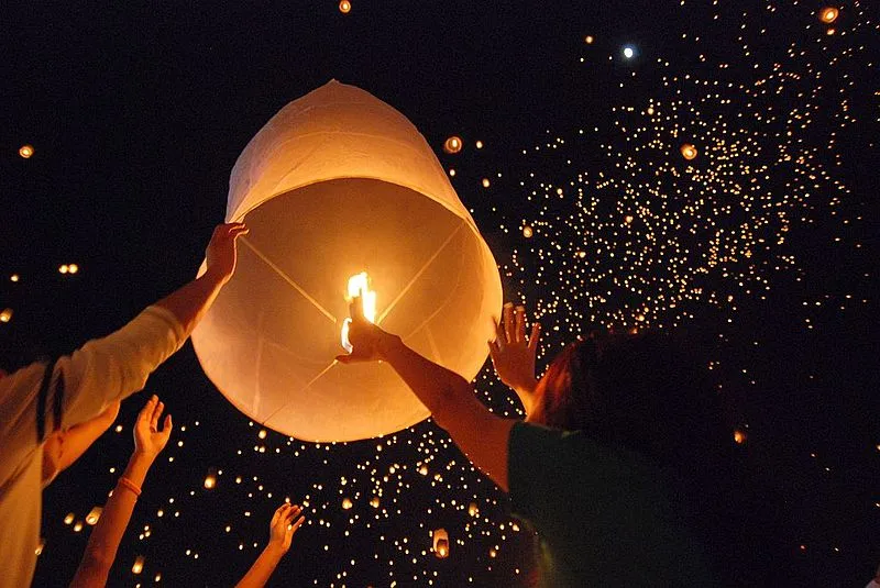 Sky lanterns during the Loy Krathong Festival