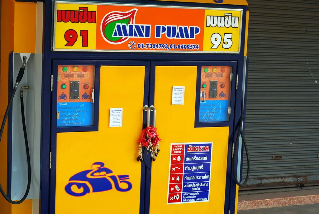 Mini pump gas station with gasoline 91 and 95.
