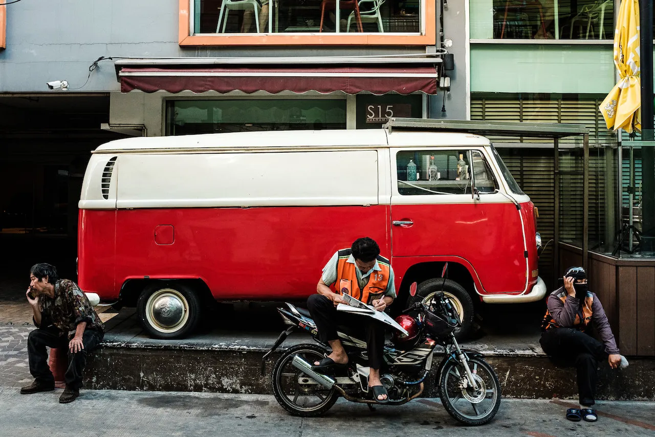 Motorcycle taxi in Bangkok.