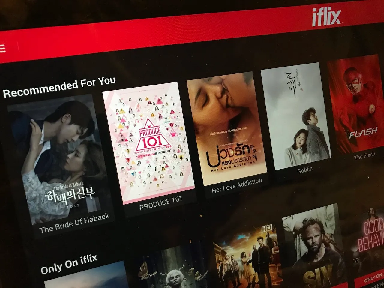 Movies from Iflix in Thailand.