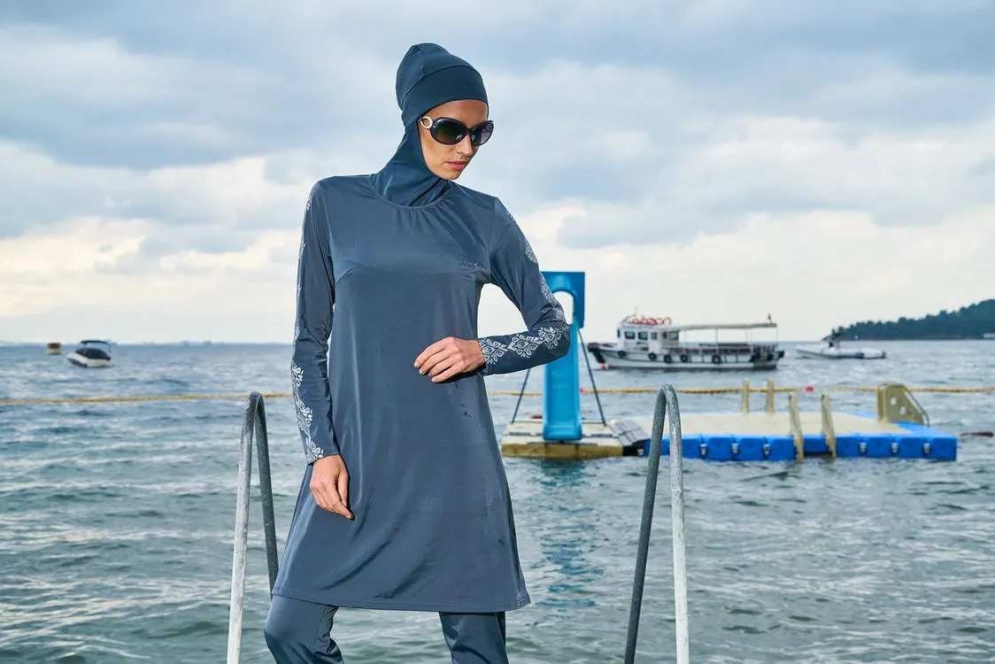 Muslim woman wearing a burkini.