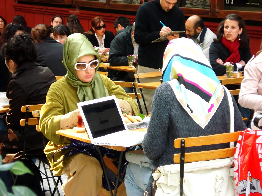 Muslim women wearing headscarves