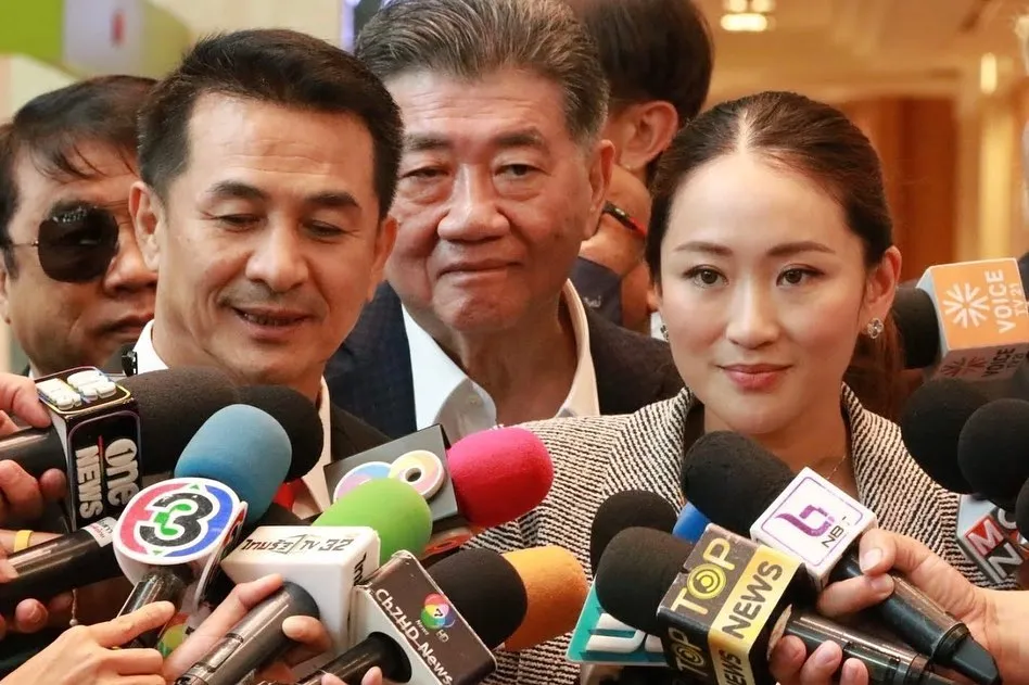 Paetongtarn Shinawatra during a press conference.