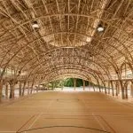 Inside the eco-friendly bamboo Sport Hall at Panyaden School, Chiang Mai