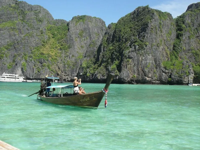 Longtail boat on Maya Beach