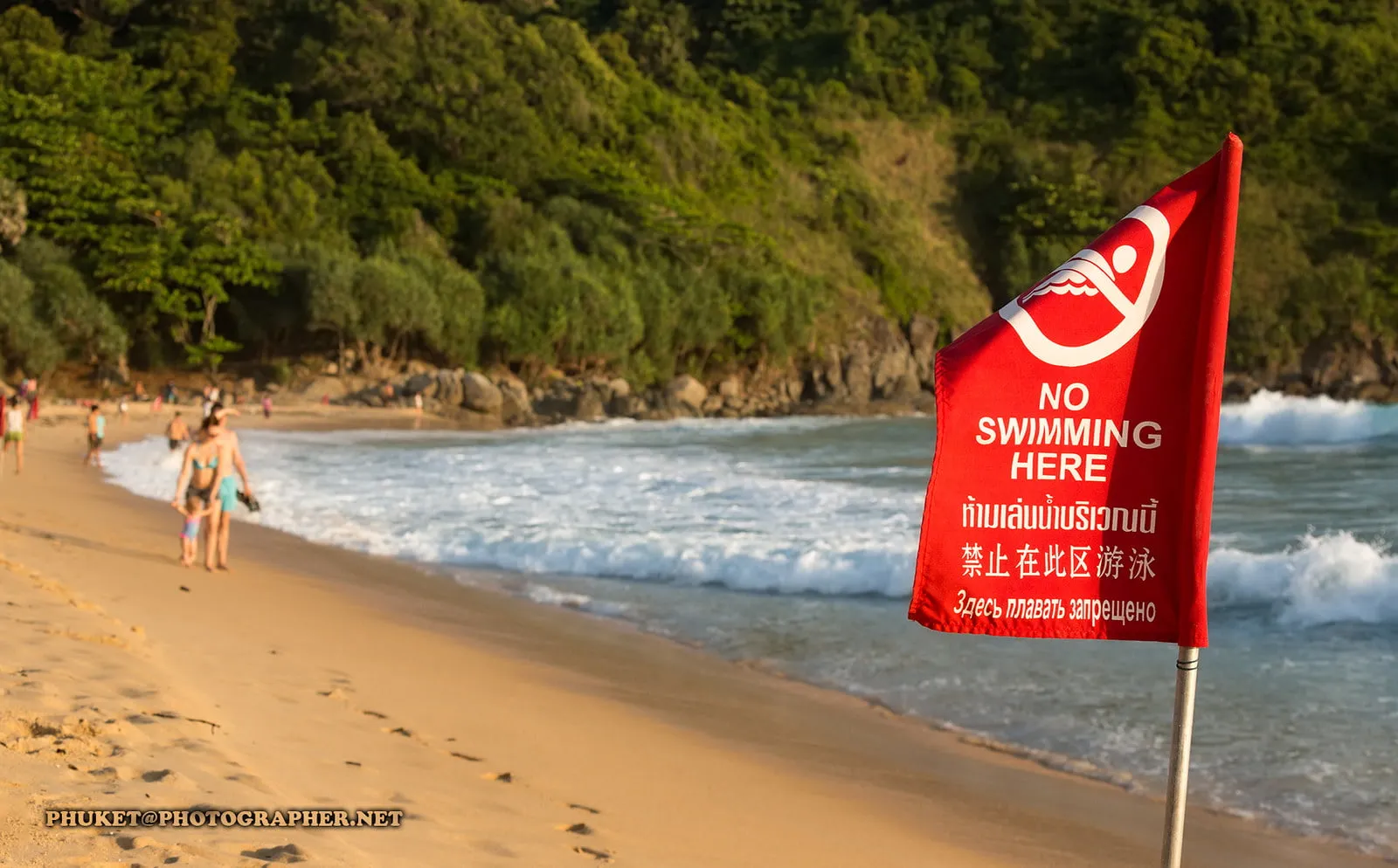 Red flag at Nai Harn beach in Phuket