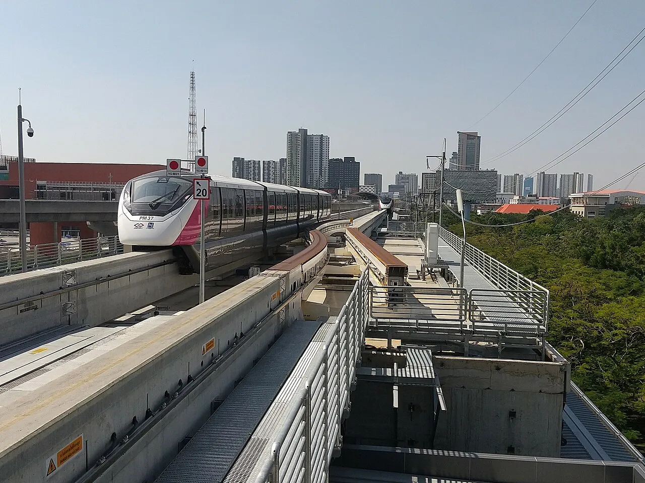 Bangkok MRT Pink Line at Nonthaburi Civic Center Station.