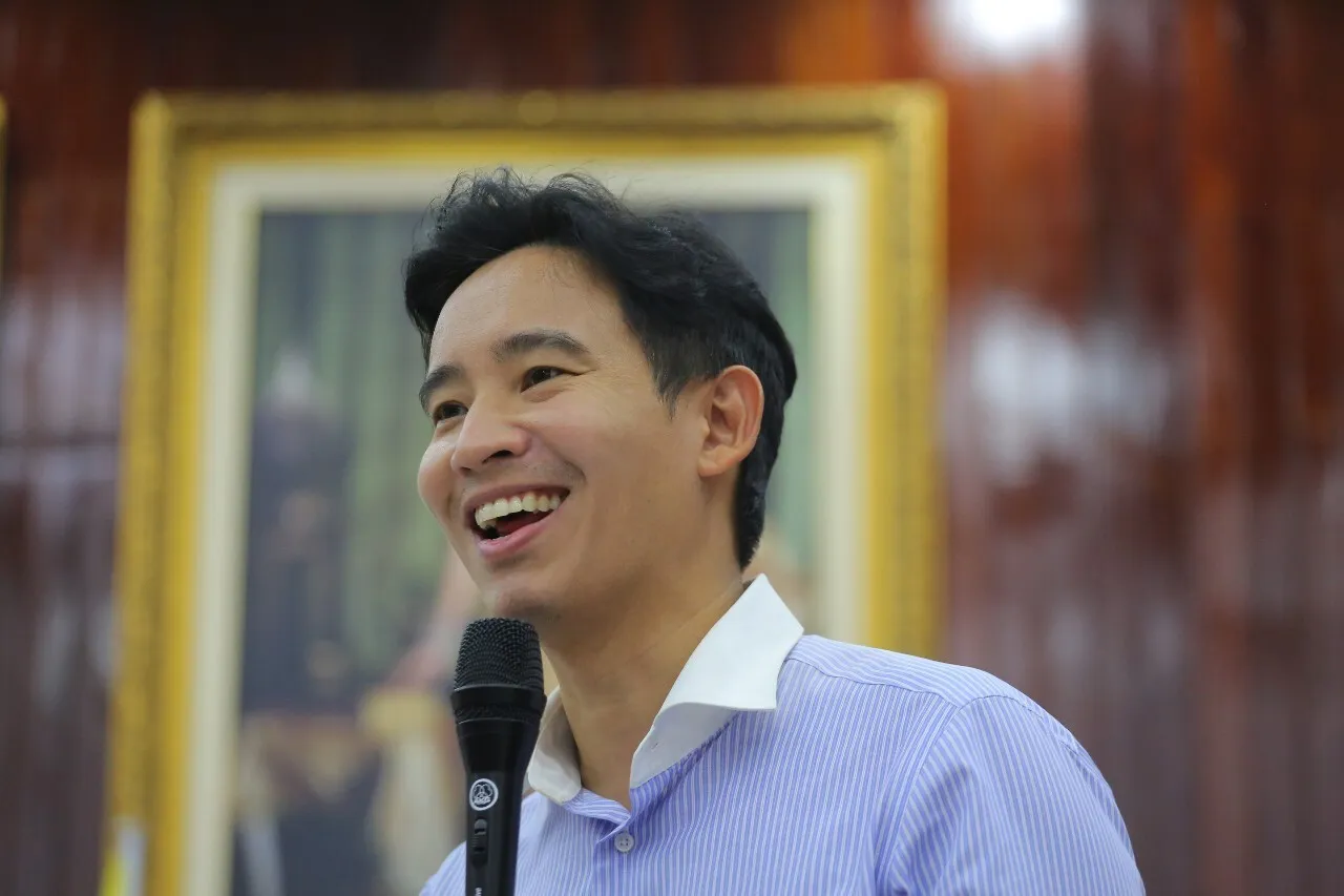 Leader of Move Forward Party Pita Limjaroenrat on a public speech.