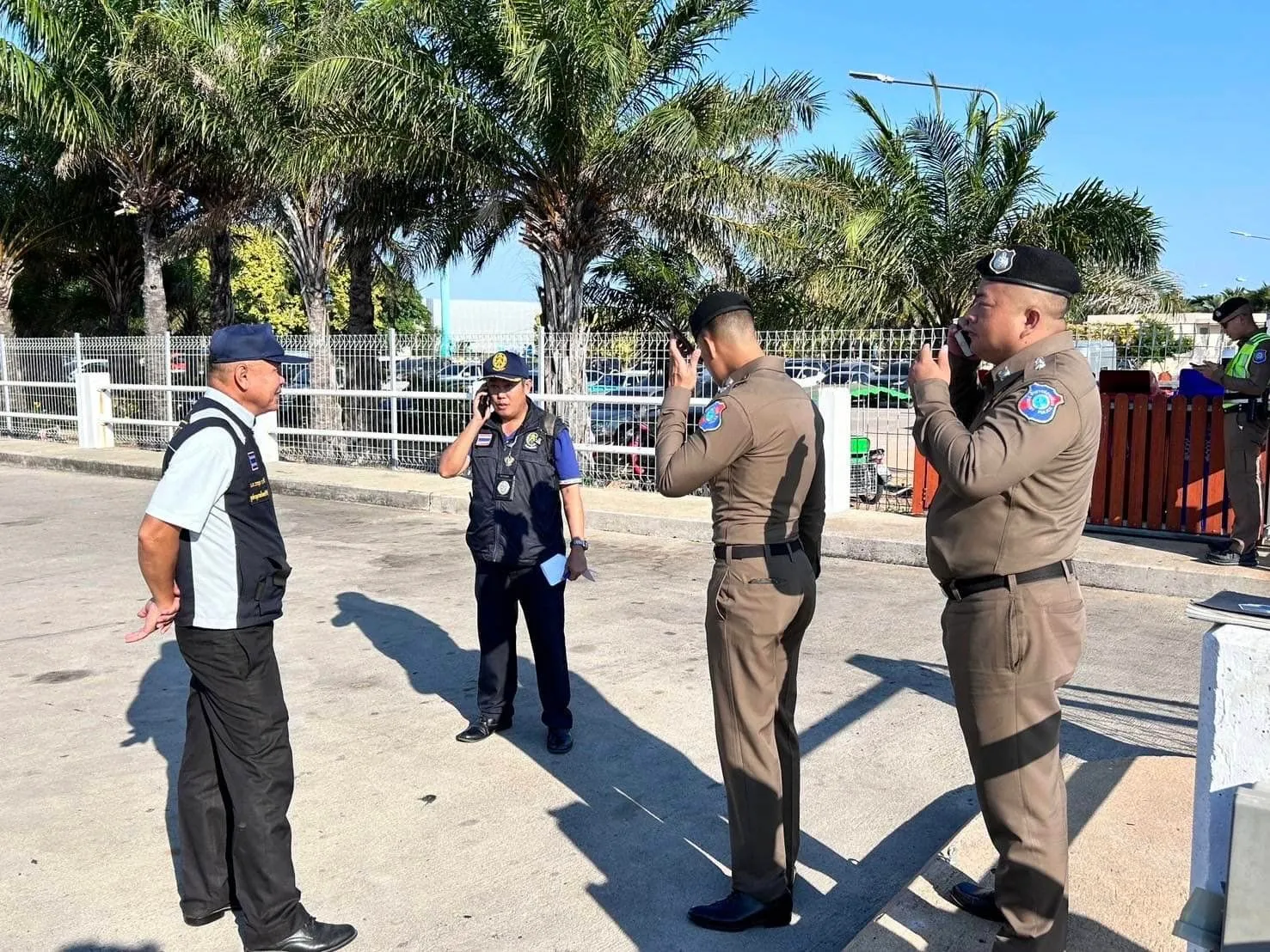 Thai police officers on Pattaya beach.