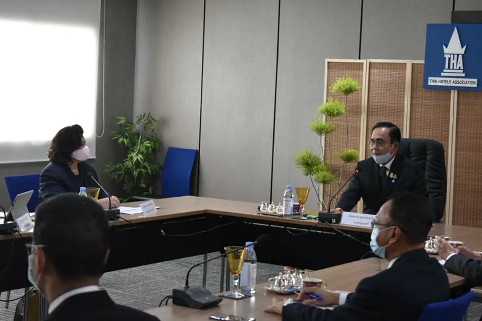 Prayut Chan-o-cha during a meeting at Thai Hotels Association