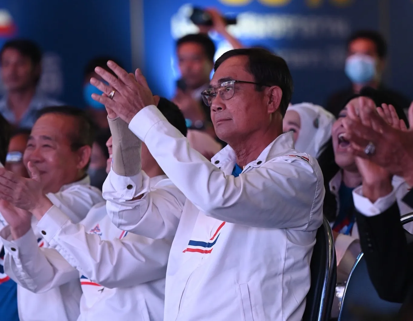 Thai Prime Minister Prayut Chan-o-cha attending and event at the United Thai Nation Party.