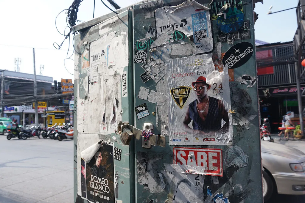 Posters on Bangla Road in Patong, Phuket