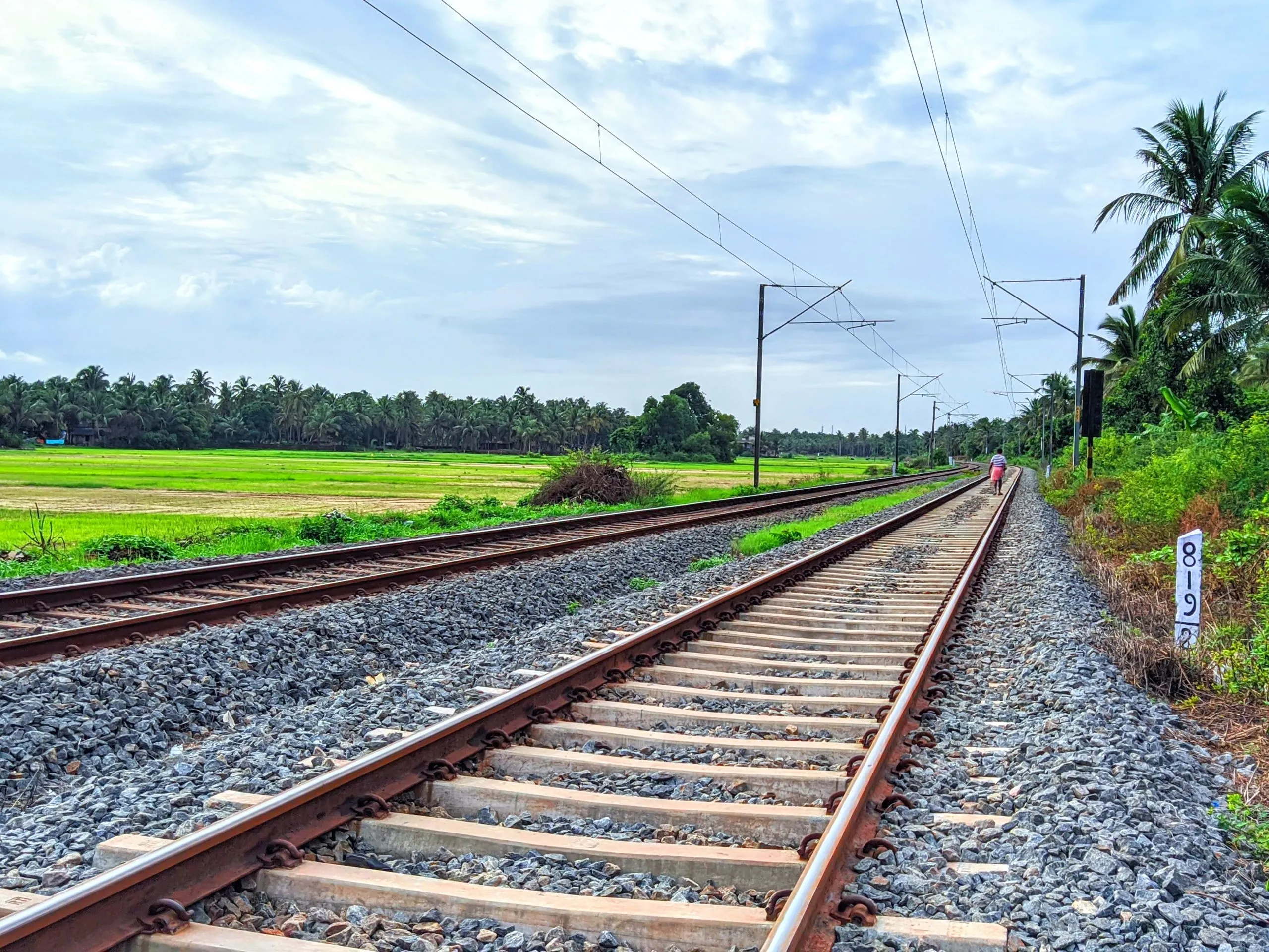 View of railway through agricultural fields
