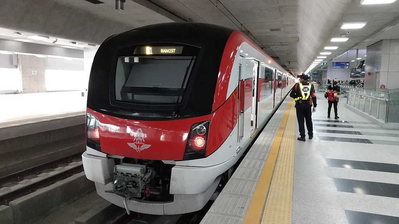 SRT Dark Red Line train at Bang Sue Grand Station in Bangkok