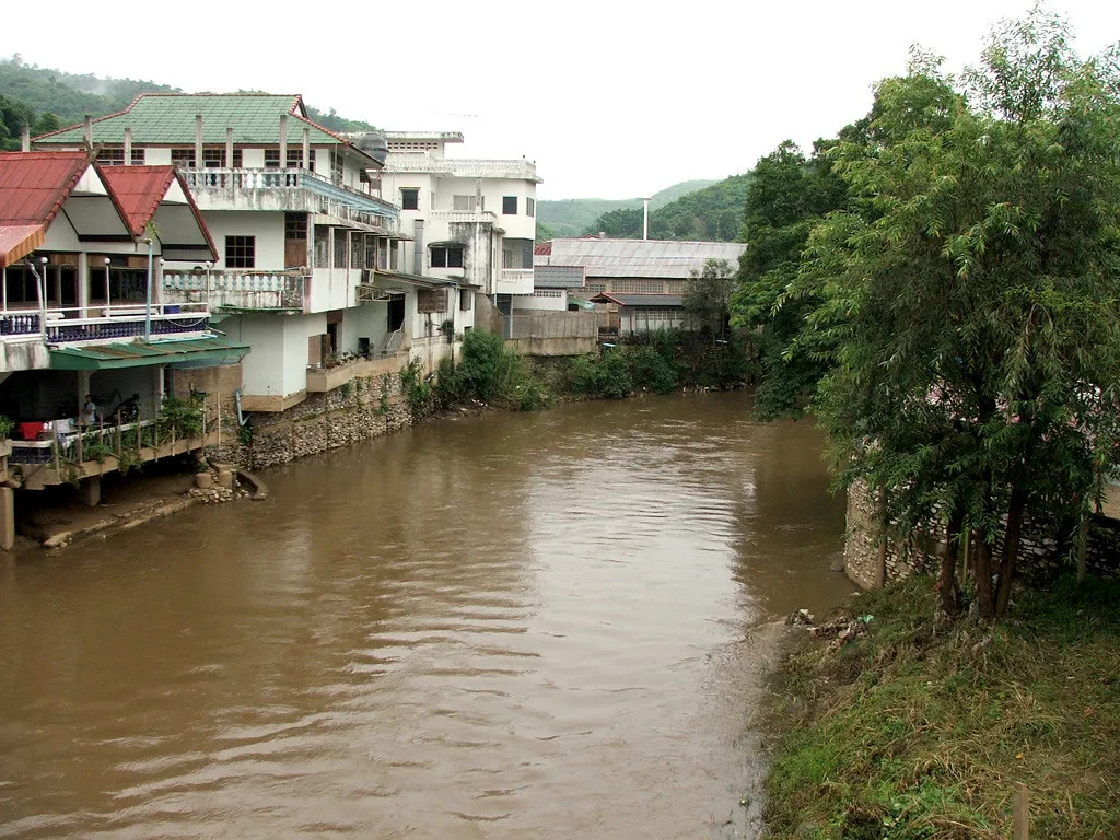 Sai River in Mae Sai, Chiang Rai, on the Thai-Myanmar border.