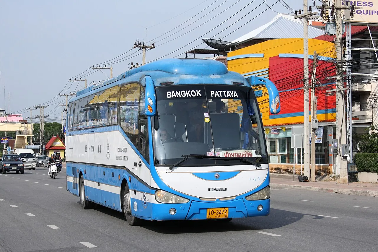 Intercity bus Scania K380 route Bangkok-Pattaya in Pattaya.