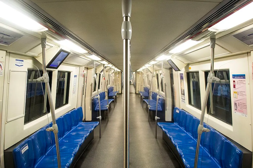 Inside a train of Bangkok's MRT Blue Line