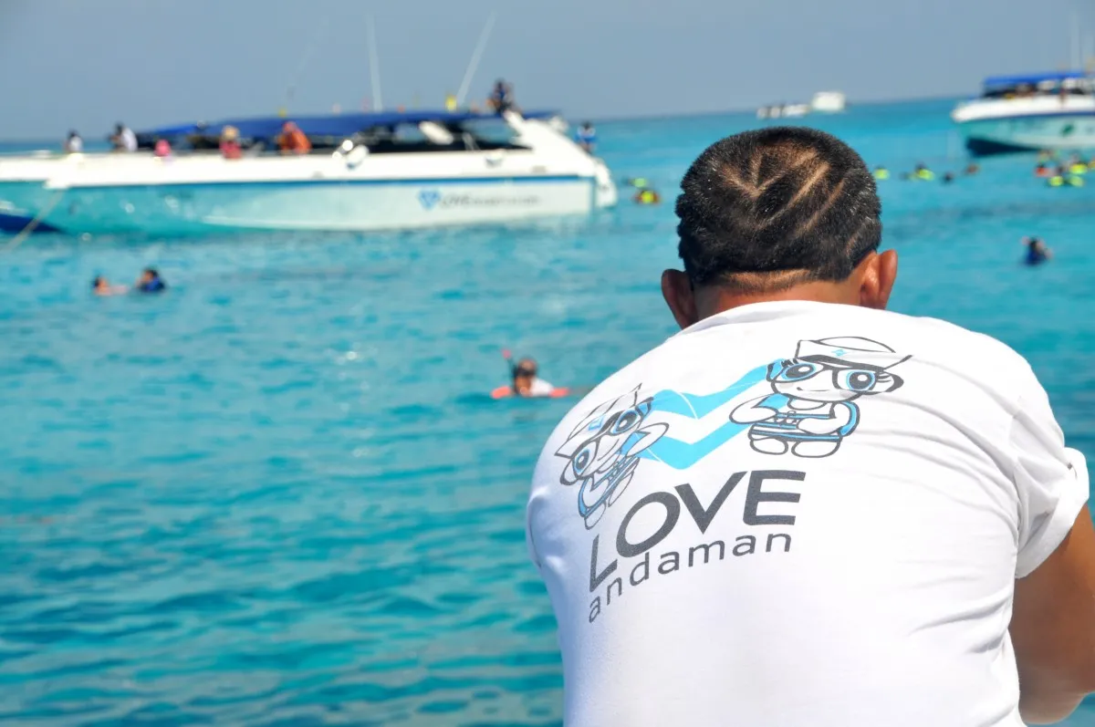 Speed boats carrying tourists on the Andaman Sea