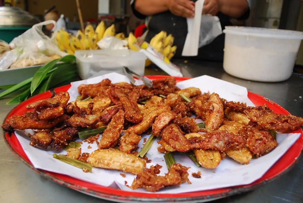 Street food vendor selling fried bananas in Chiang Mai