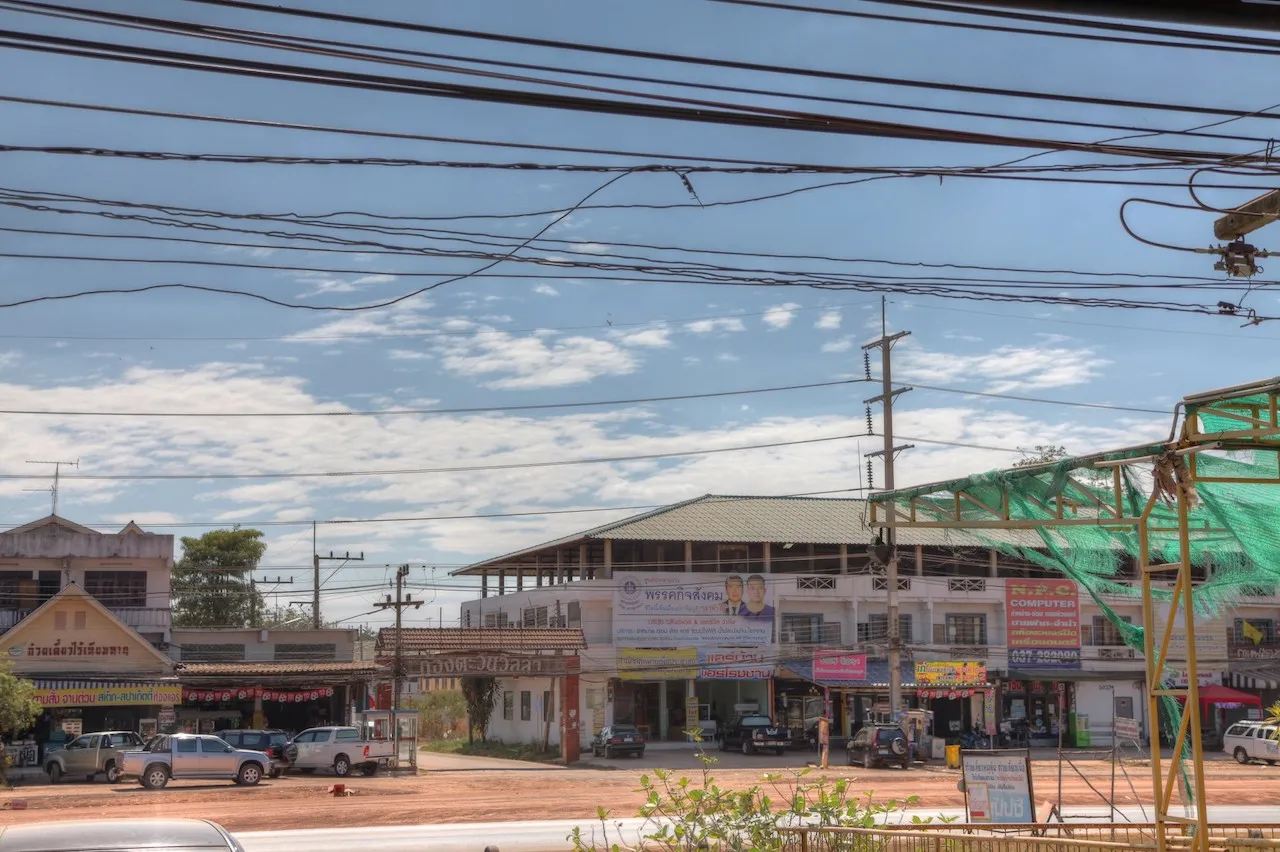 Road in Kabin Buri, Prachinburi Province HDR test.