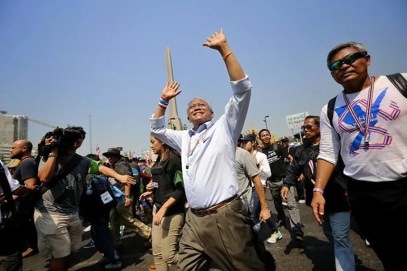 Suthep marching during Bangkok protests
