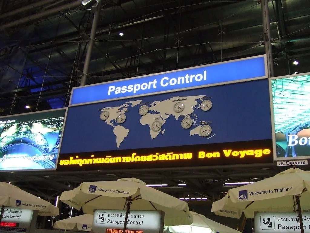 Passport Control area at Suvarnabhumi airport, Bangkok