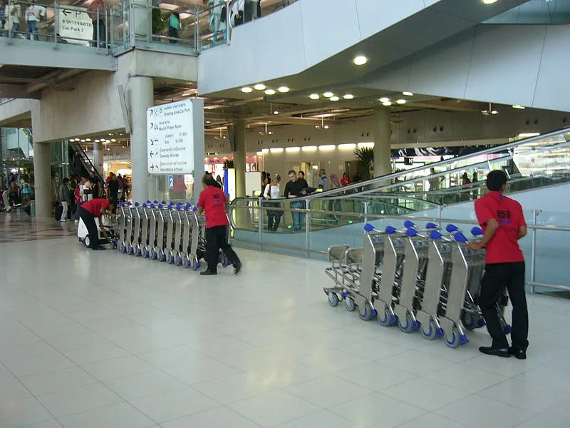 Luggage trolleys at Suvarnabhumi International Airport