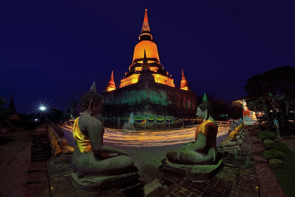 Vesak day ceremony at Wat Yai Chaimongkhol Temple in Ayudtaya