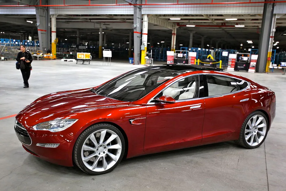 Tesla Model S electric car indoors