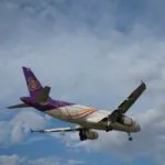 Thai Airways airplane landing at Phuket Airport