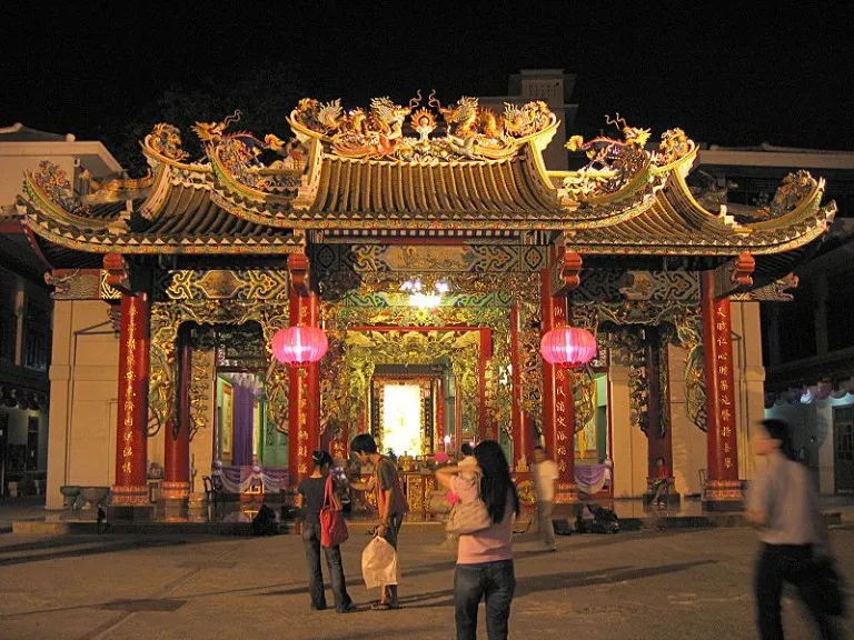 Guan Yin Shrine Thien Fah Foundation in Bangkok at night during Chinese New Year
