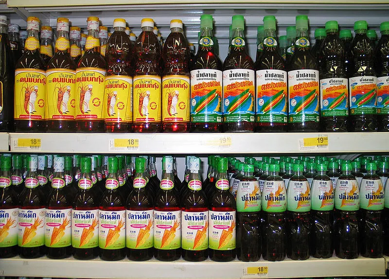 Thai fish sauce in a supermarket