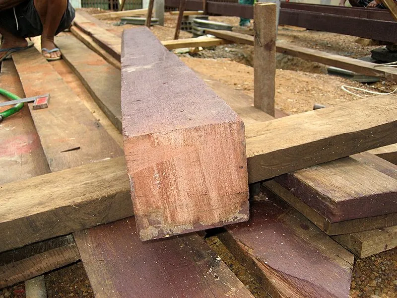 A freshly cut beam of wood