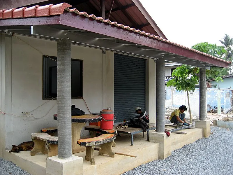 Thai house under construction in Trat Province.