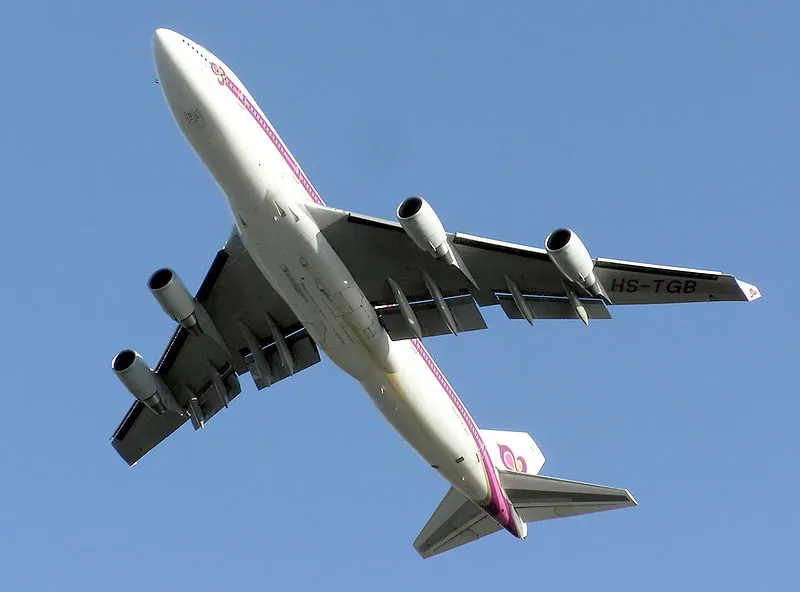 Thai Airways International Boeing 747-400 (HS-TGB) taking off from London Heathrow Airport, England