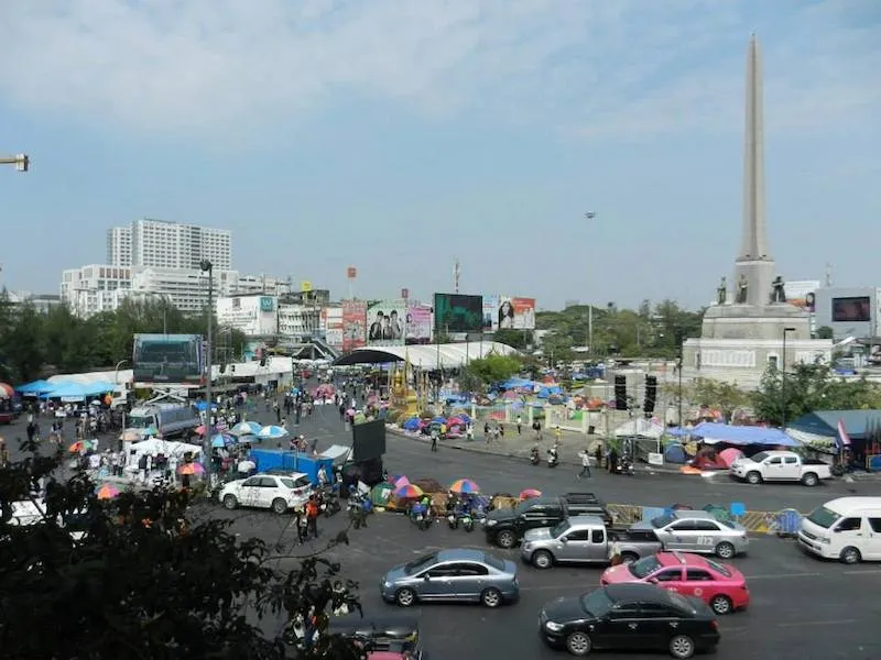 Protesters at the Victory Monument in Bangkok