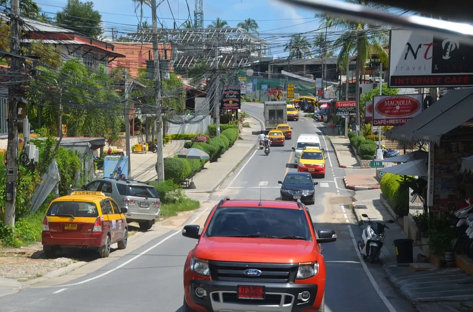 Road traffic on a street